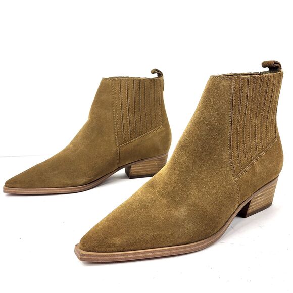 Marc Fisher LTD Yarita Ankle Chelsea Bootie Brown Suede Pull On 6.5M - Picture 1 of 11